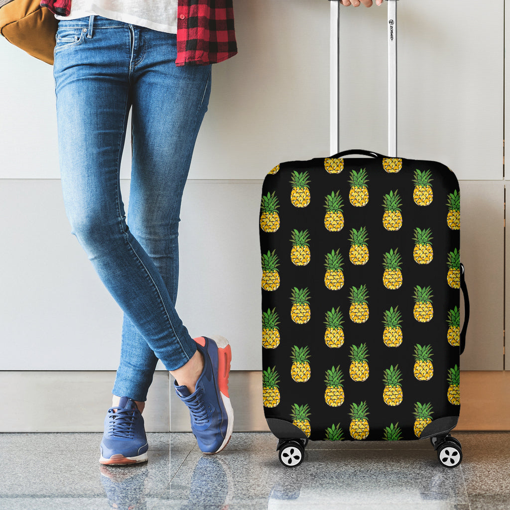 Black Cute Pineapple Pattern Print Luggage Cover
