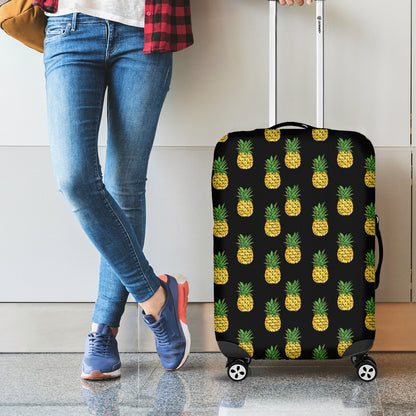 Black Cute Pineapple Pattern Print Luggage Cover