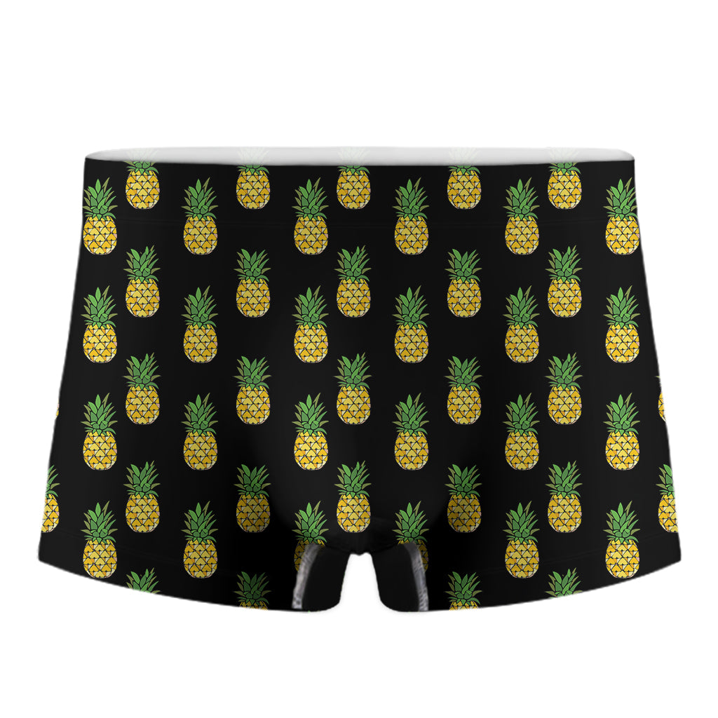 Black Cute Pineapple Pattern Print Men's Boxer Briefs