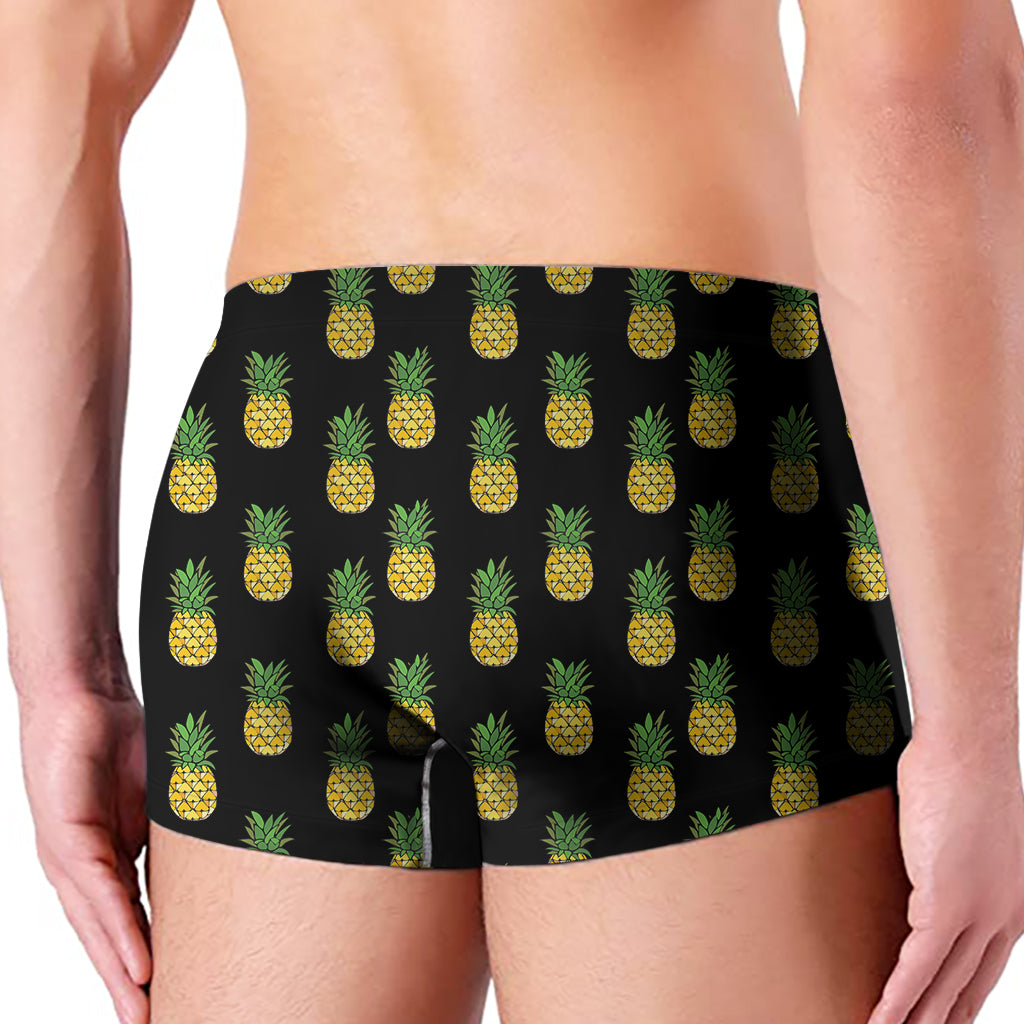 Black Cute Pineapple Pattern Print Men's Boxer Briefs