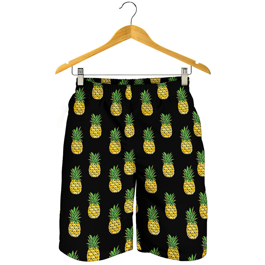 Black Cute Pineapple Pattern Print Men's Shorts