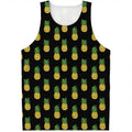 Black Cute Pineapple Pattern Print Men's Tank Top