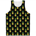 Black Cute Pineapple Pattern Print Men's Tank Top