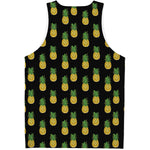 Black Cute Pineapple Pattern Print Men's Tank Top