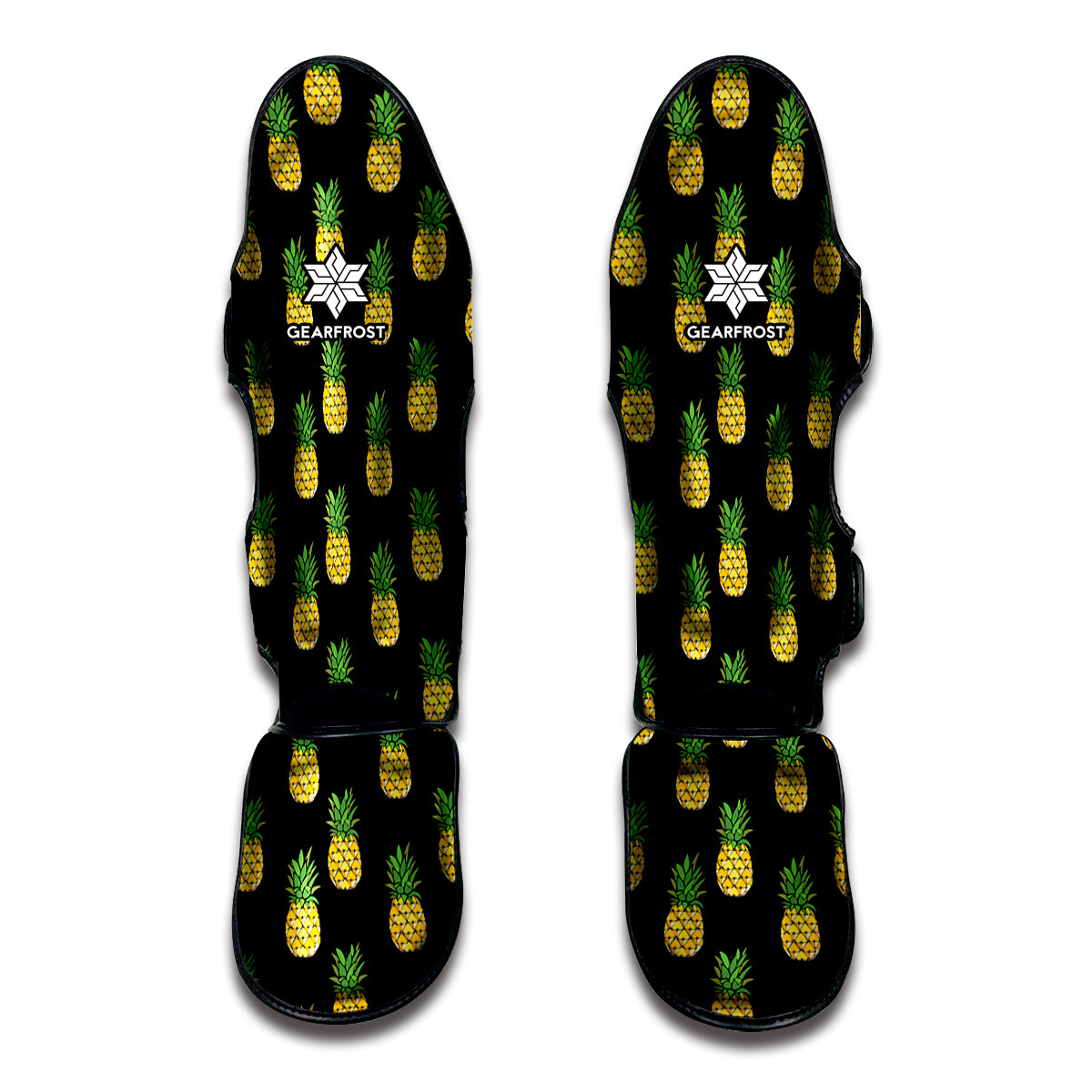 Black Cute Pineapple Pattern Print Muay Thai Shin Guard