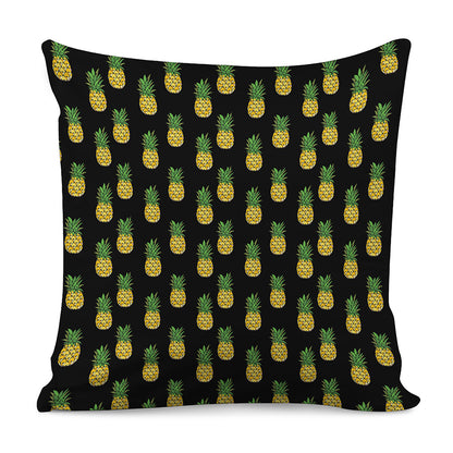 Black Cute Pineapple Pattern Print Pillow Cover