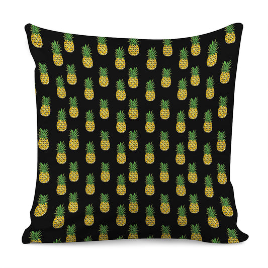 Black Cute Pineapple Pattern Print Pillow Cover