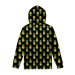 Black Cute Pineapple Pattern Print Pullover Hoodie