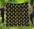 Black Cute Pineapple Pattern Print Quilt