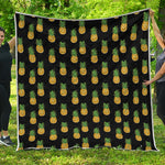 Black Cute Pineapple Pattern Print Quilt