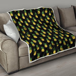 Black Cute Pineapple Pattern Print Quilt