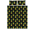 Black Cute Pineapple Pattern Print Quilt Bed Set