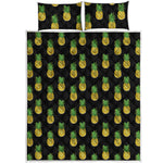 Black Cute Pineapple Pattern Print Quilt Bed Set