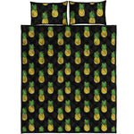 Black Cute Pineapple Pattern Print Quilt Bed Set