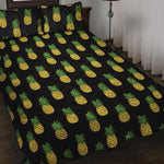 Black Cute Pineapple Pattern Print Quilt Bed Set