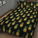 Black Cute Pineapple Pattern Print Quilt Bed Set