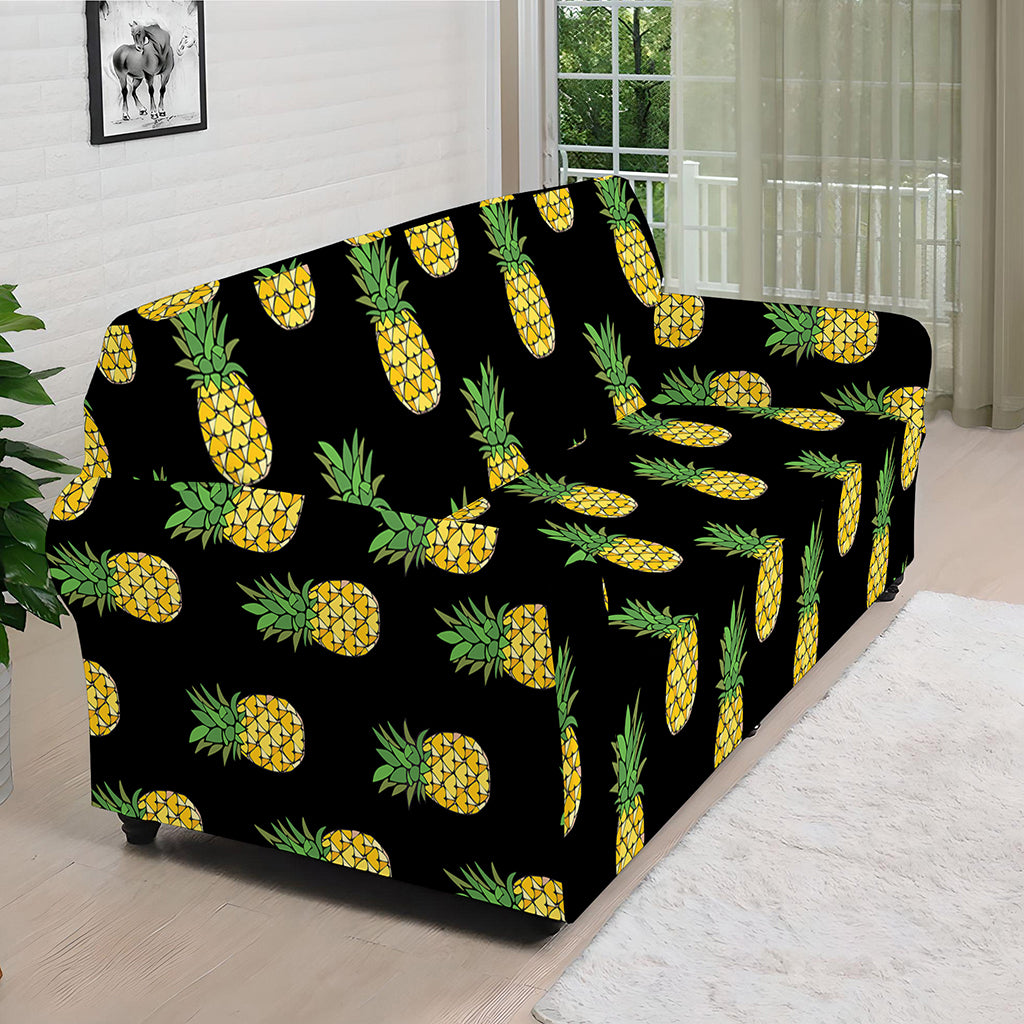 Black Cute Pineapple Pattern Print Sofa Cover