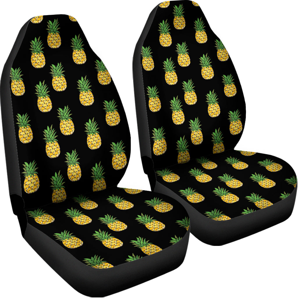 Black Cute Pineapple Pattern Print Universal Fit Car Seat Covers