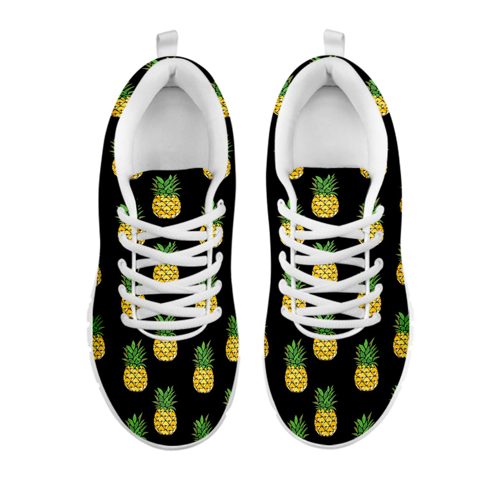 Black Cute Pineapple Pattern Print White Sneakers