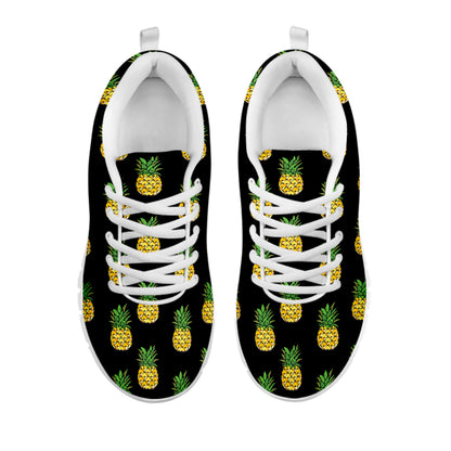Black Cute Pineapple Pattern Print White Sneakers