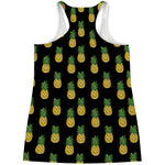 Black Cute Pineapple Pattern Print Women's Racerback Tank Top