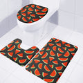 Black Cute Watermelon Pattern Print 3 Piece Bath Mat Set