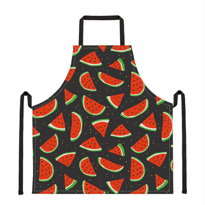 Black Cute Watermelon Pattern Print Apron