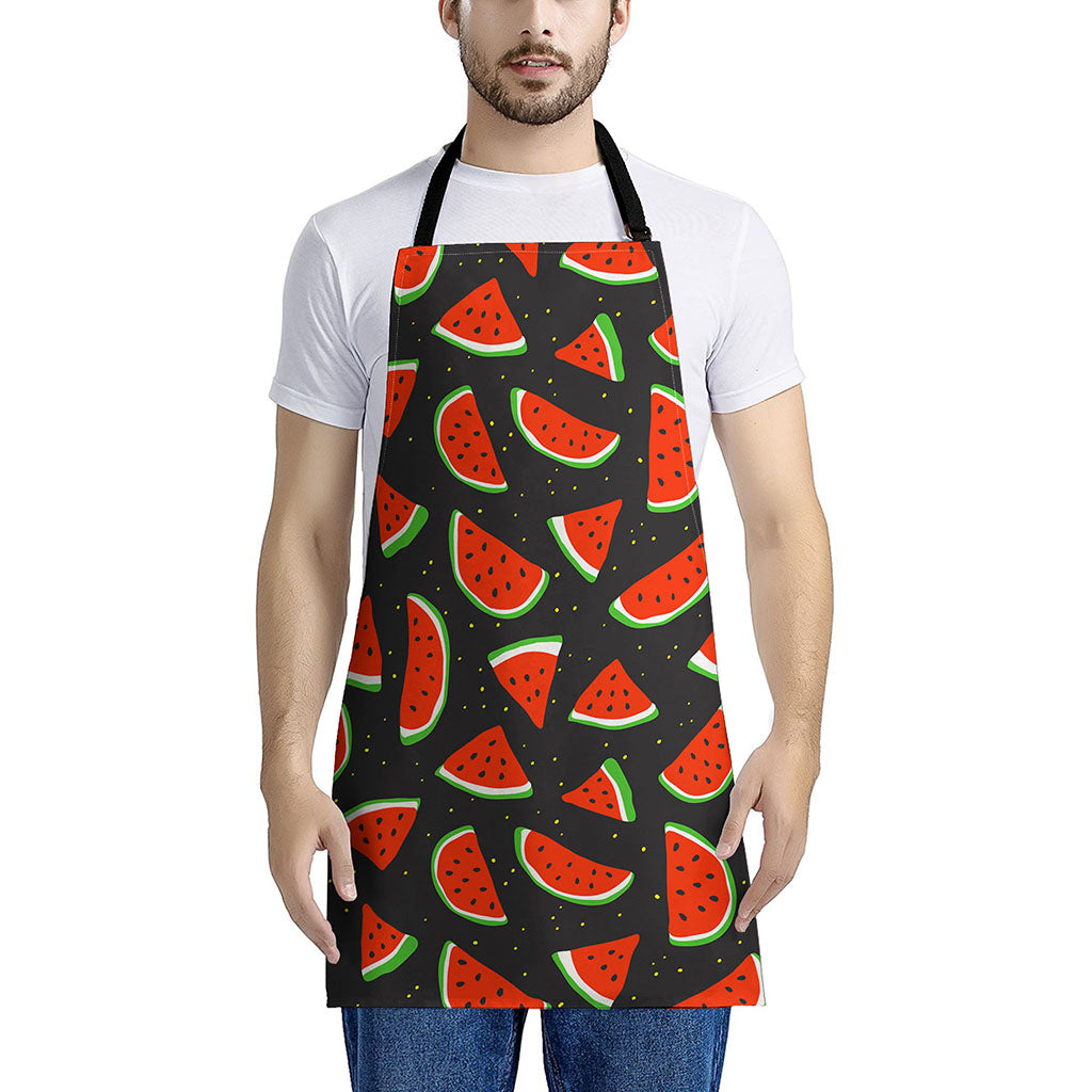 Black Cute Watermelon Pattern Print Apron