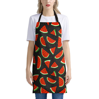 Black Cute Watermelon Pattern Print Apron