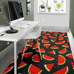 Black Cute Watermelon Pattern Print Area Rug GearFrost