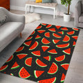Black Cute Watermelon Pattern Print Floor Mat