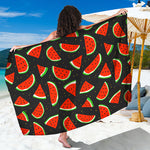 Black Cute Watermelon Pattern Print Beach Sarong Wrap