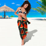 Black Cute Watermelon Pattern Print Beach Sarong Wrap