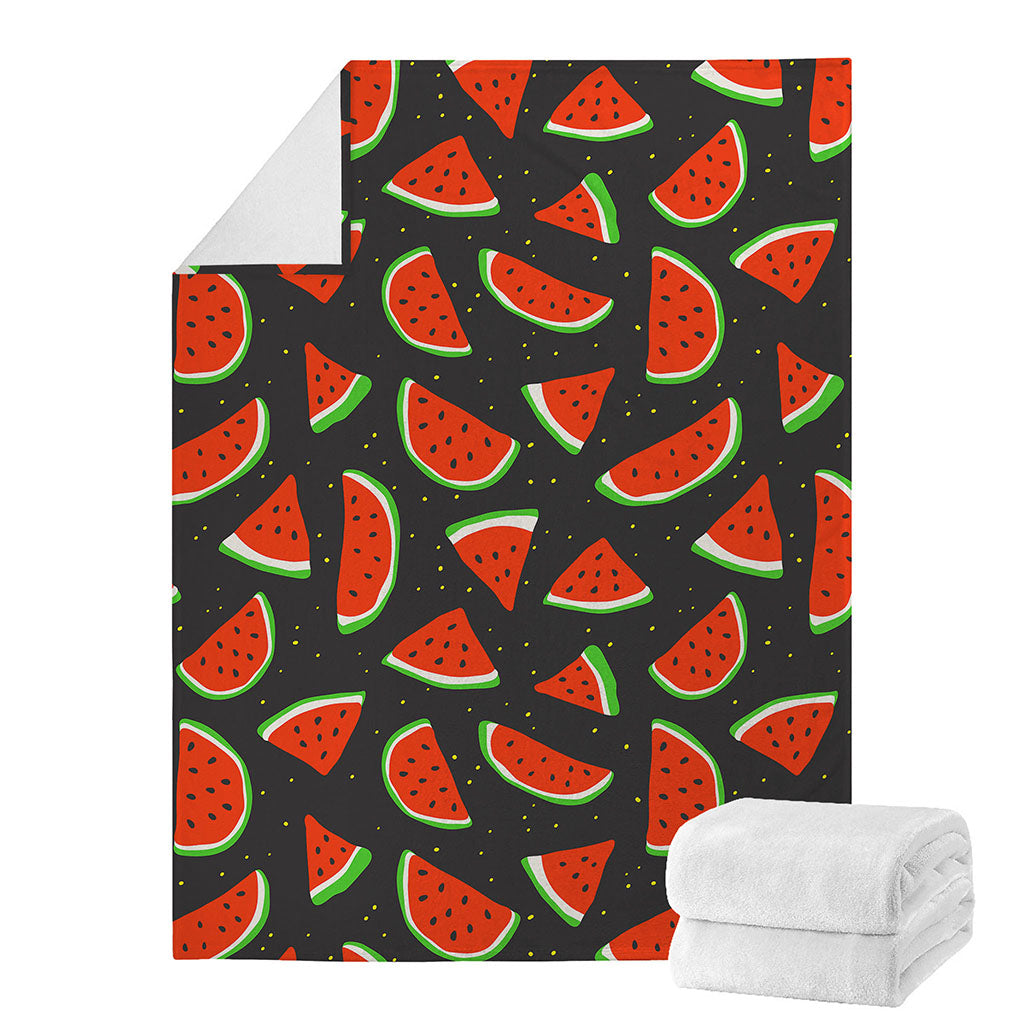 Black Cute Watermelon Pattern Print Blanket