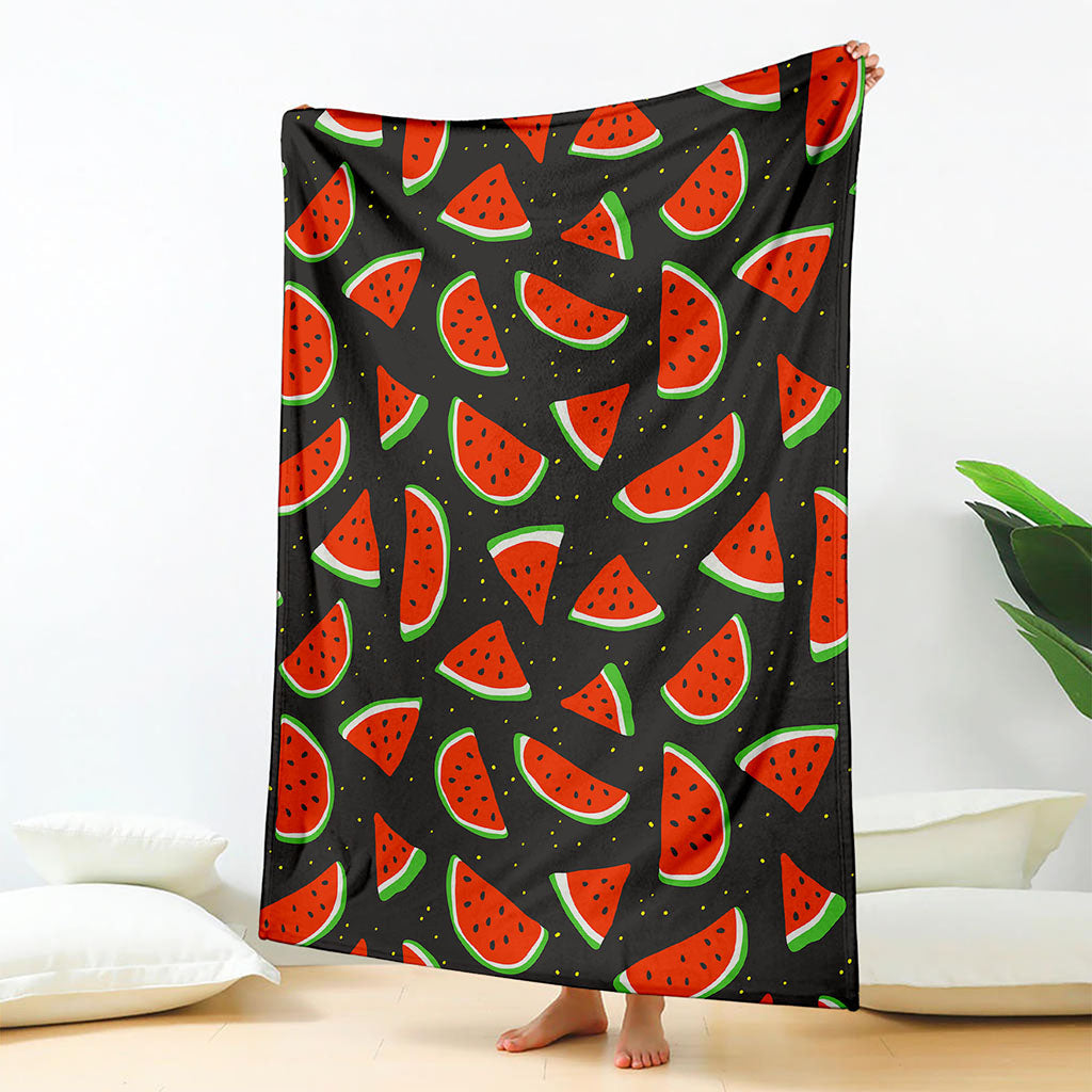 Black Cute Watermelon Pattern Print Blanket