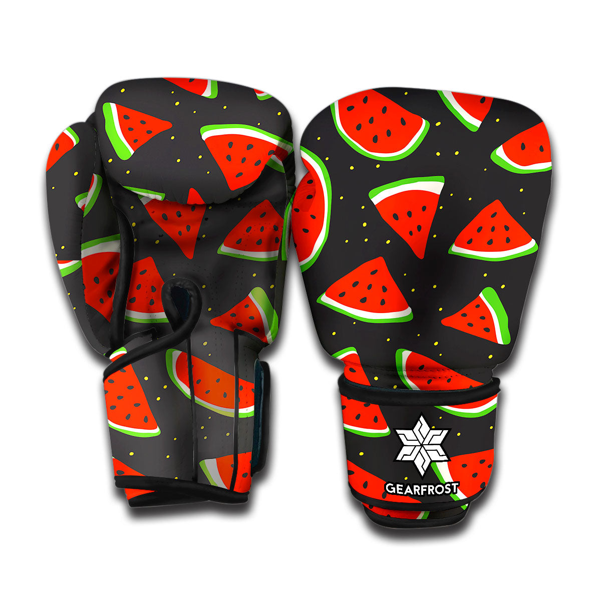 Black Cute Watermelon Pattern Print Boxing Gloves