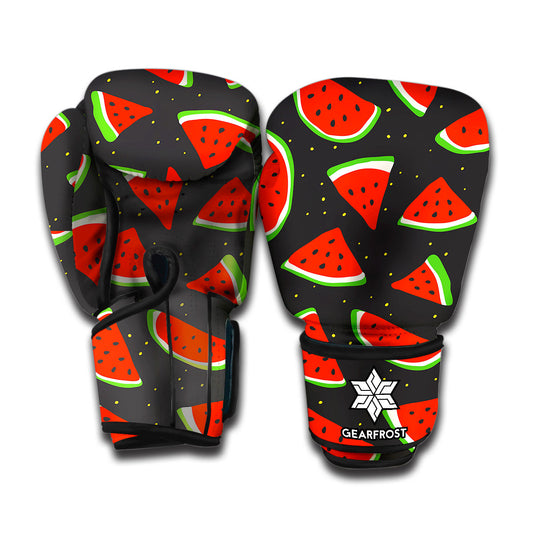 Black Cute Watermelon Pattern Print Boxing Gloves