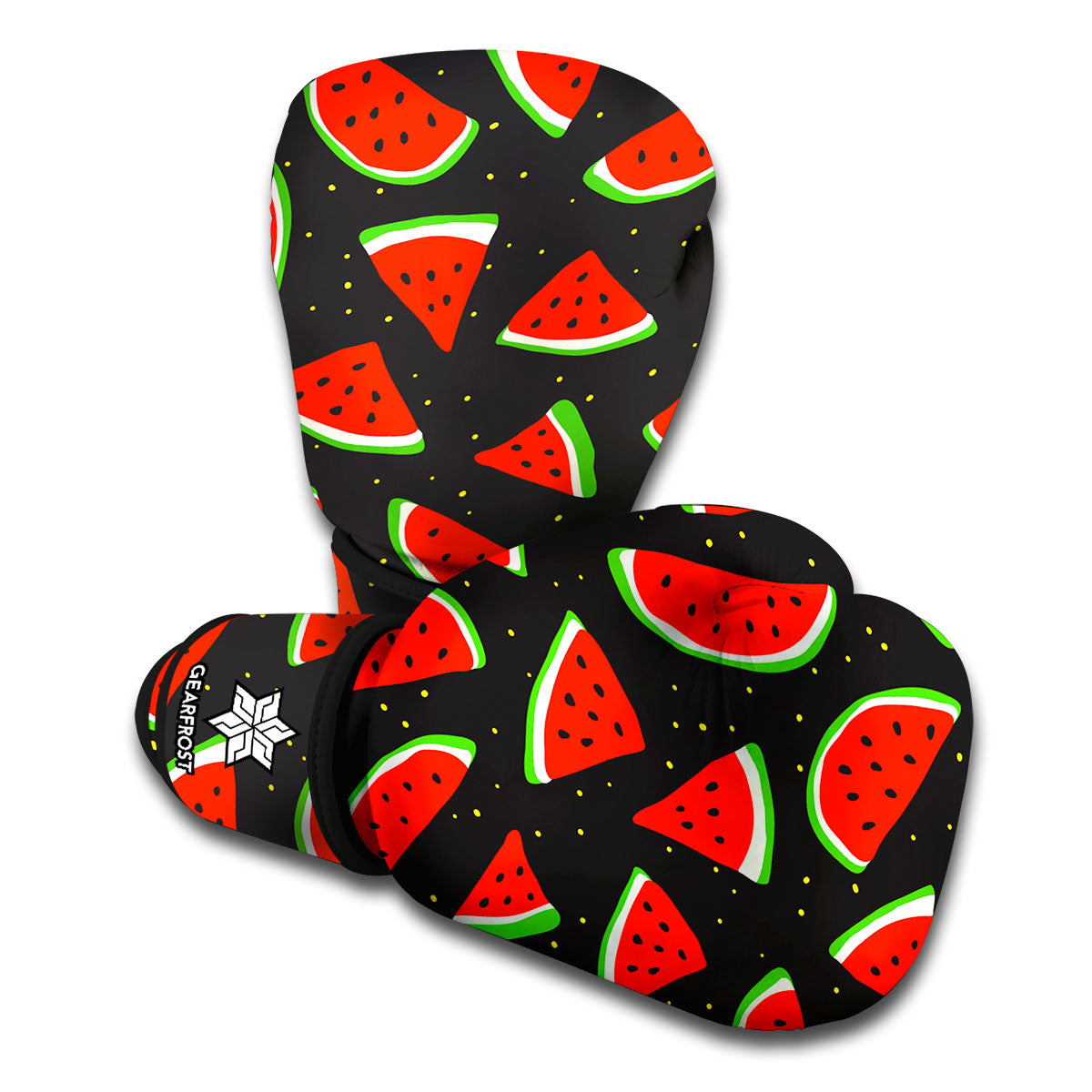 Black Cute Watermelon Pattern Print Boxing Gloves