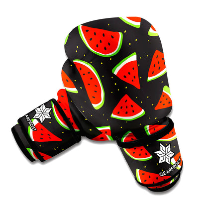 Black Cute Watermelon Pattern Print Boxing Gloves