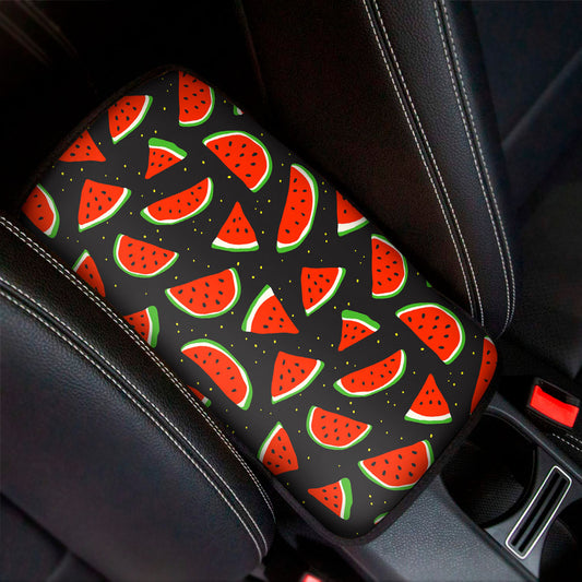Black Cute Watermelon Pattern Print Car Center Console Cover