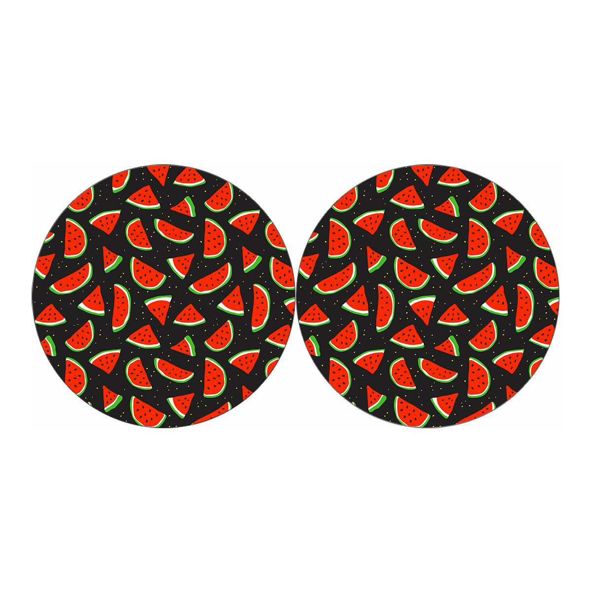 Black Cute Watermelon Pattern Print Car Coasters