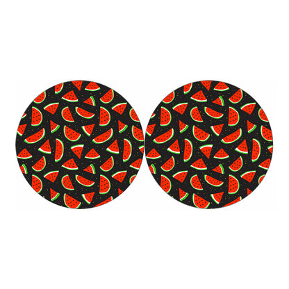 Black Cute Watermelon Pattern Print Car Coasters