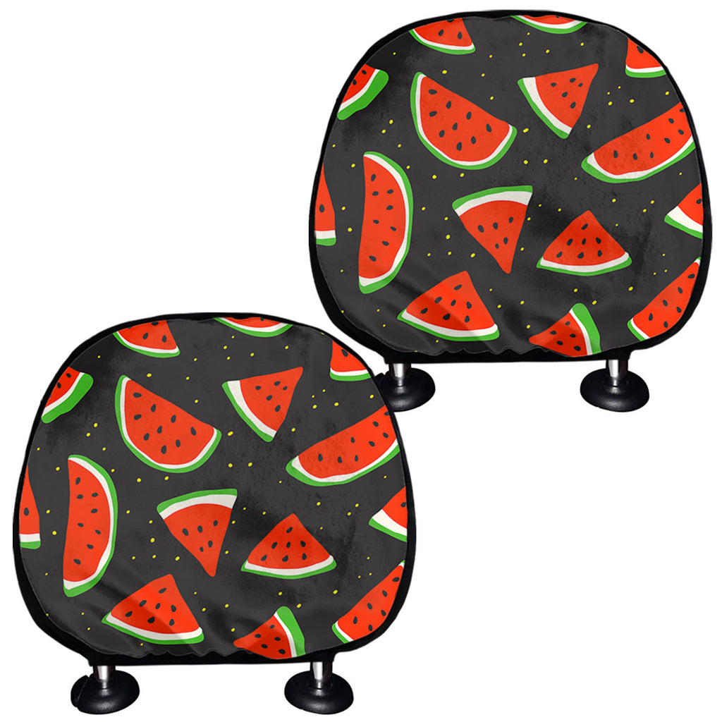 Black Cute Watermelon Pattern Print Car Headrest Covers