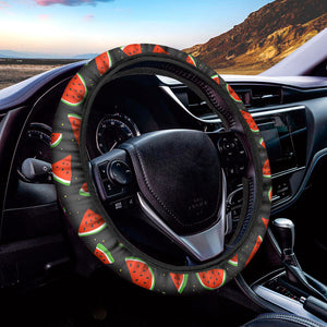 Black Cute Watermelon Pattern Print Car Steering Wheel Cover