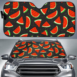 Black Cute Watermelon Pattern Print Car Sun Shade GearFrost