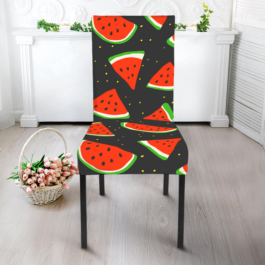 Black Cute Watermelon Pattern Print Dining Chair Slipcover