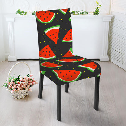 Black Cute Watermelon Pattern Print Dining Chair Slipcover