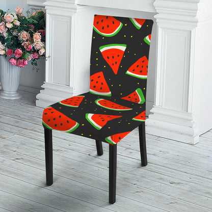 Black Cute Watermelon Pattern Print Dining Chair Slipcover
