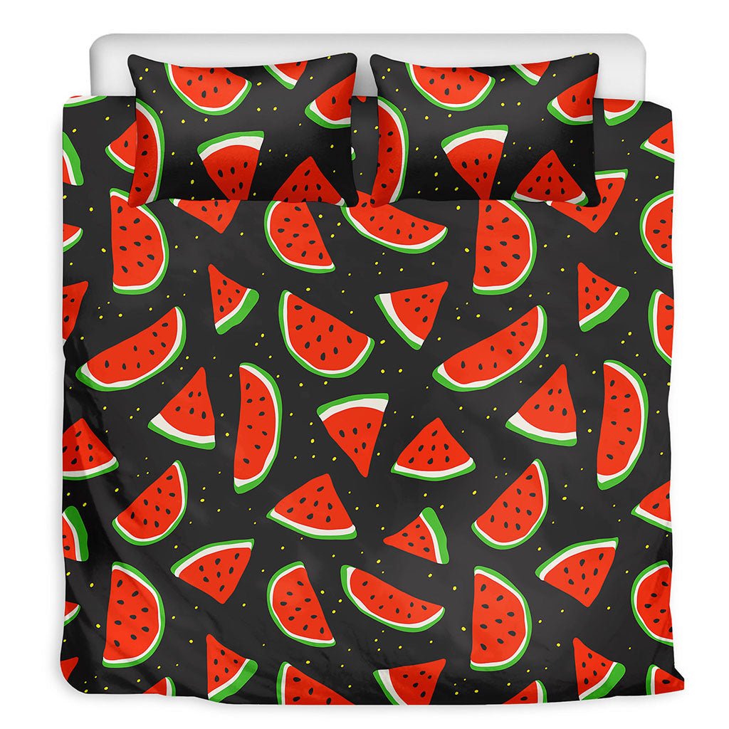 Black Cute Watermelon Pattern Print Duvet Cover Bedding Set