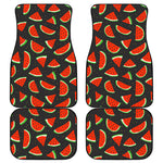 Black Cute Watermelon Pattern Print Front and Back Car Floor Mats